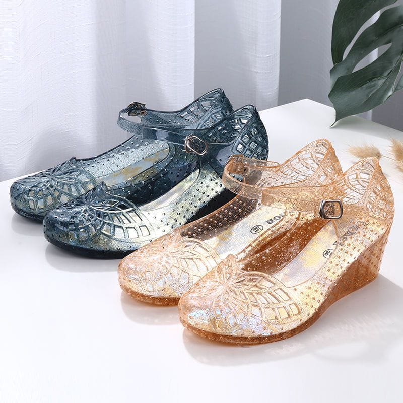 Crystal Wedge High Heel Jelly Shoes | Tnkle Mart