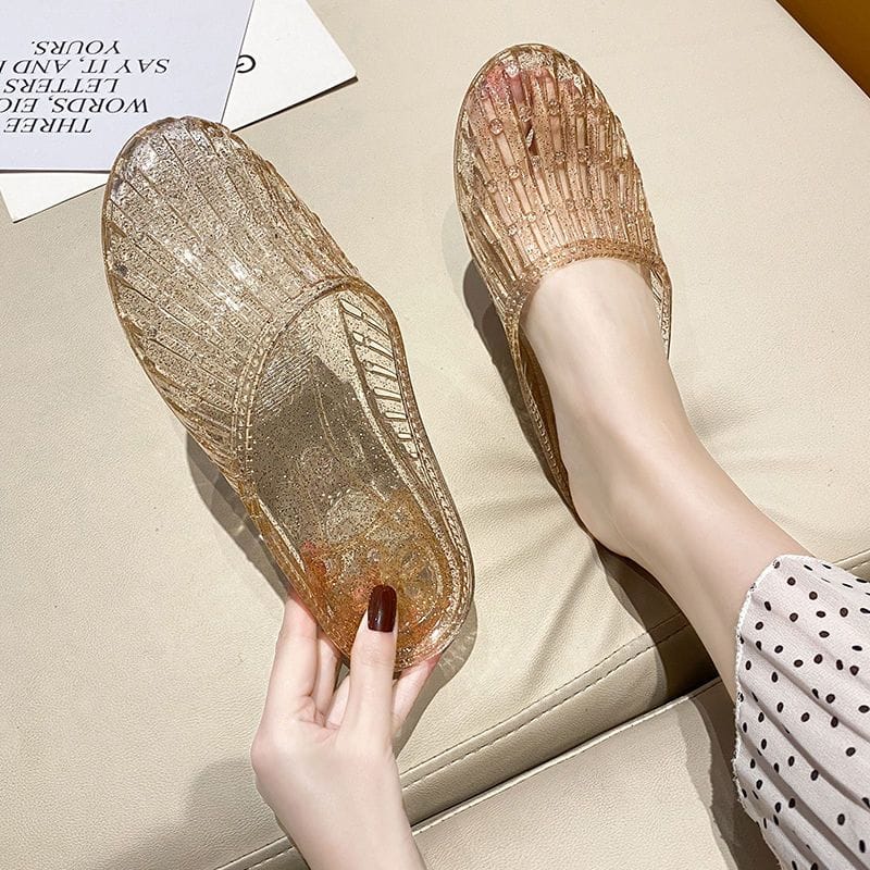 Crystal Flat Heel Jelly Shoes | Tnkle Mart